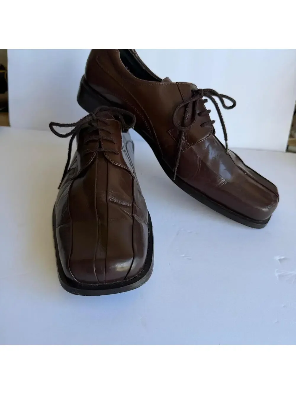 Giorgio Brutini Men's Brown Leather Square‎ Toe Lace-Up Dress Shoes Size 9M
